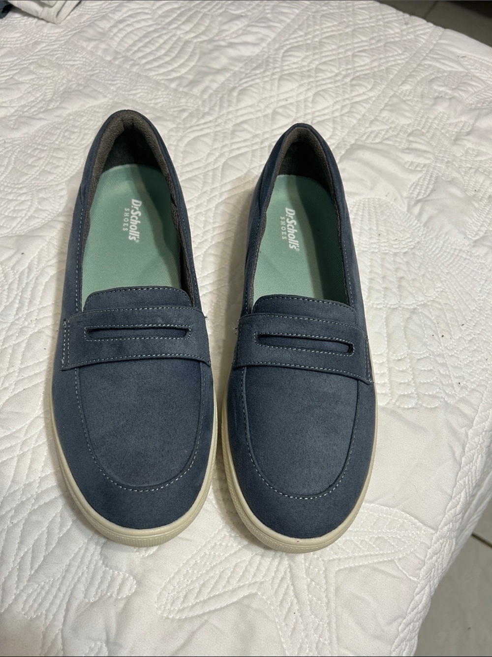 Dr. Scholl's Navy Suede-Look Slip-On Penny Loafers